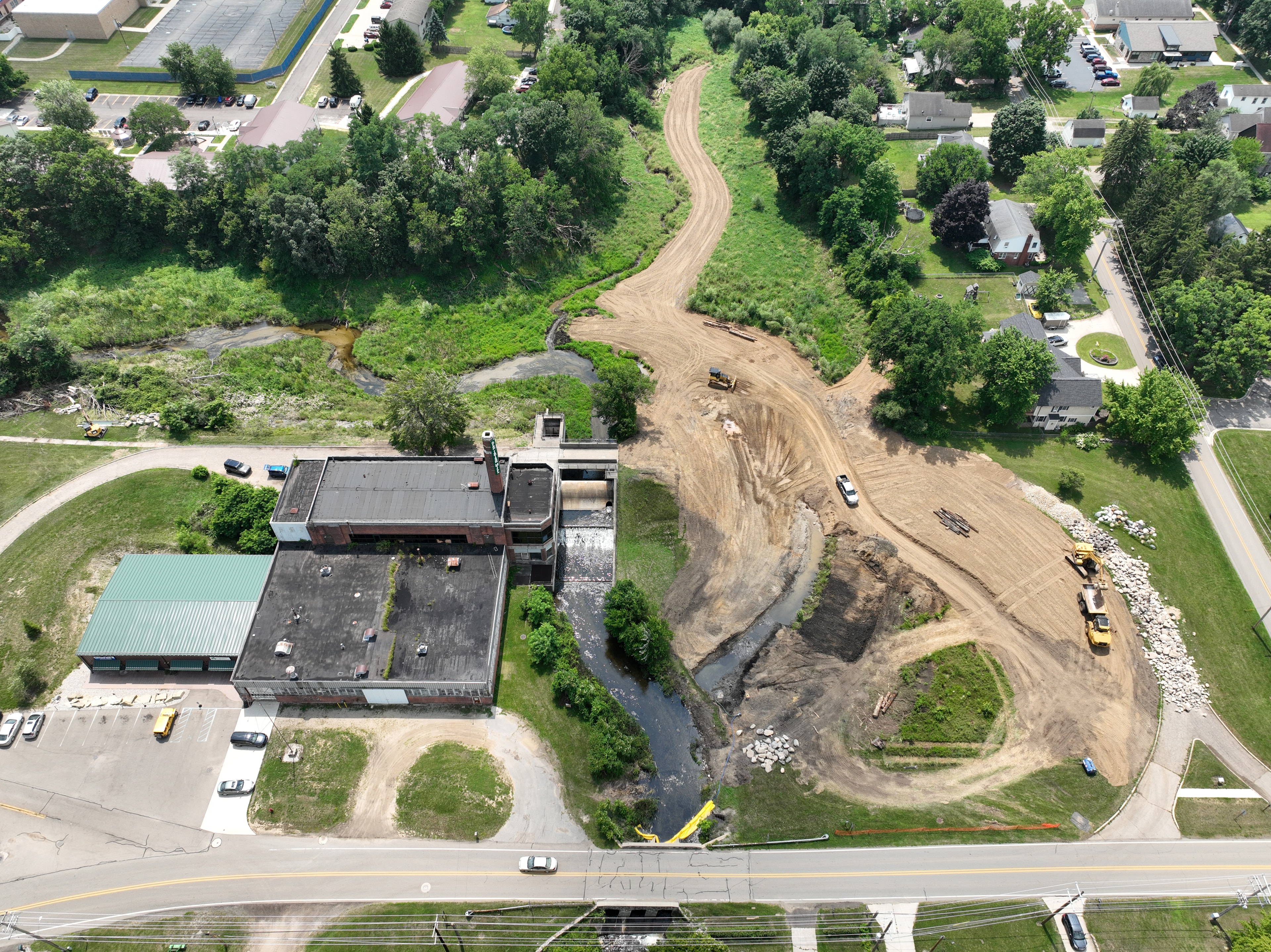 Aerial overview of site facing south