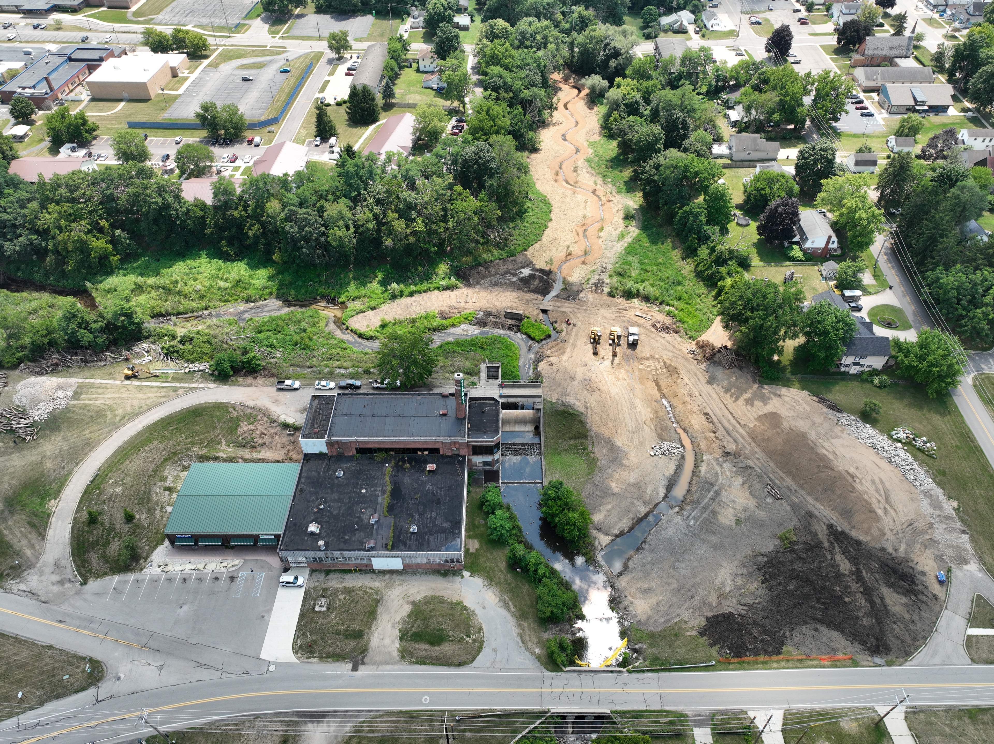 Aerial overview of site facing north